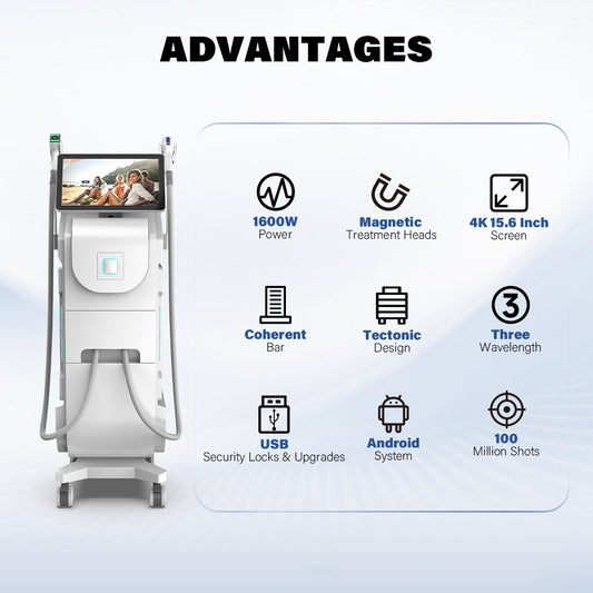 Perfectlaser 3 Wavelength Diode Laser Hair Removal with AI Skin Analyzer Machine